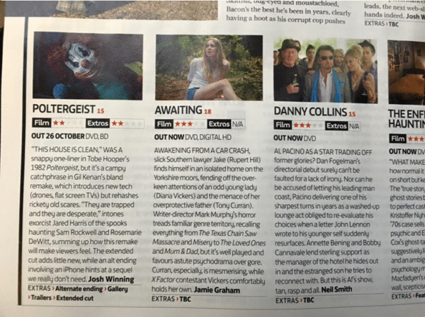 A three star rating in Total Film